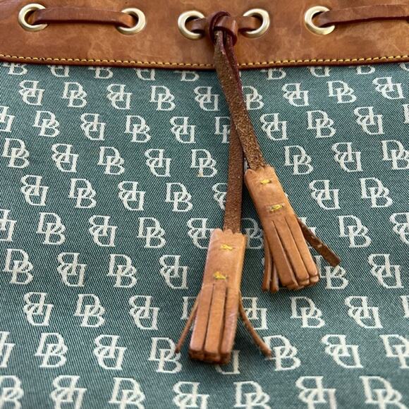 Dooney & Bourke Satchel Handbag Signature DB Denim Leather Trim Carry On Bag - Picture 8 of 16